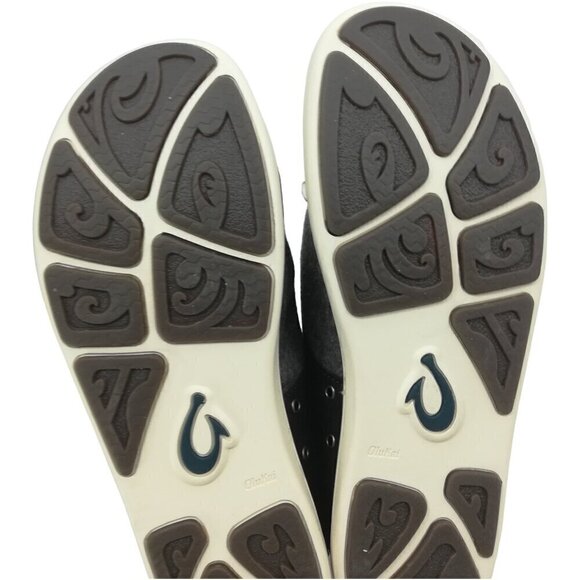 Olukai Nohea Moku Hulu Gray Mens Sneakers Size 9 Slip On Brown Barefoot Comfort